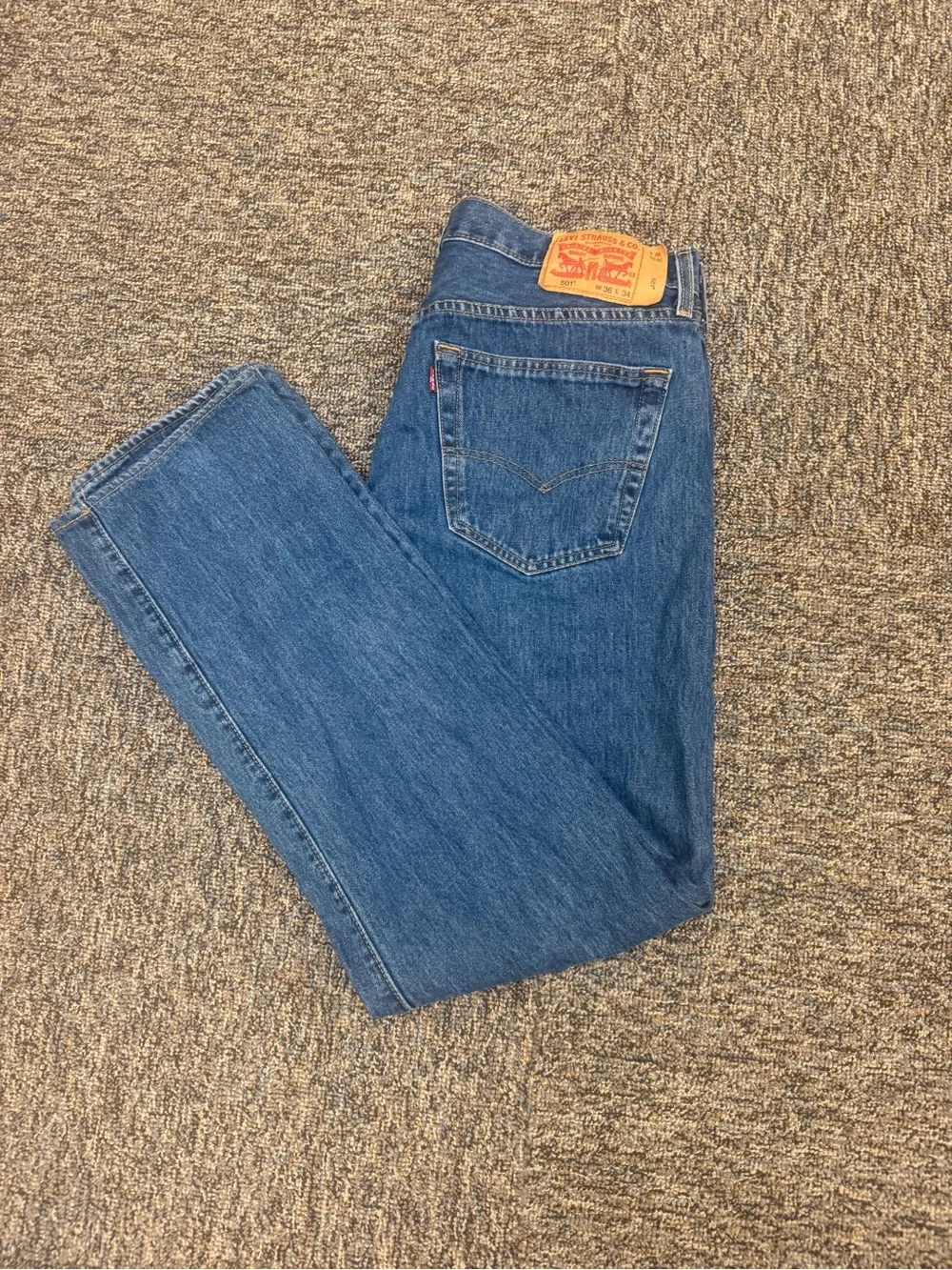 Levi's 501 Button Fly Blue Straight-Leg Men’s Jeans 36X34 Medium Wash